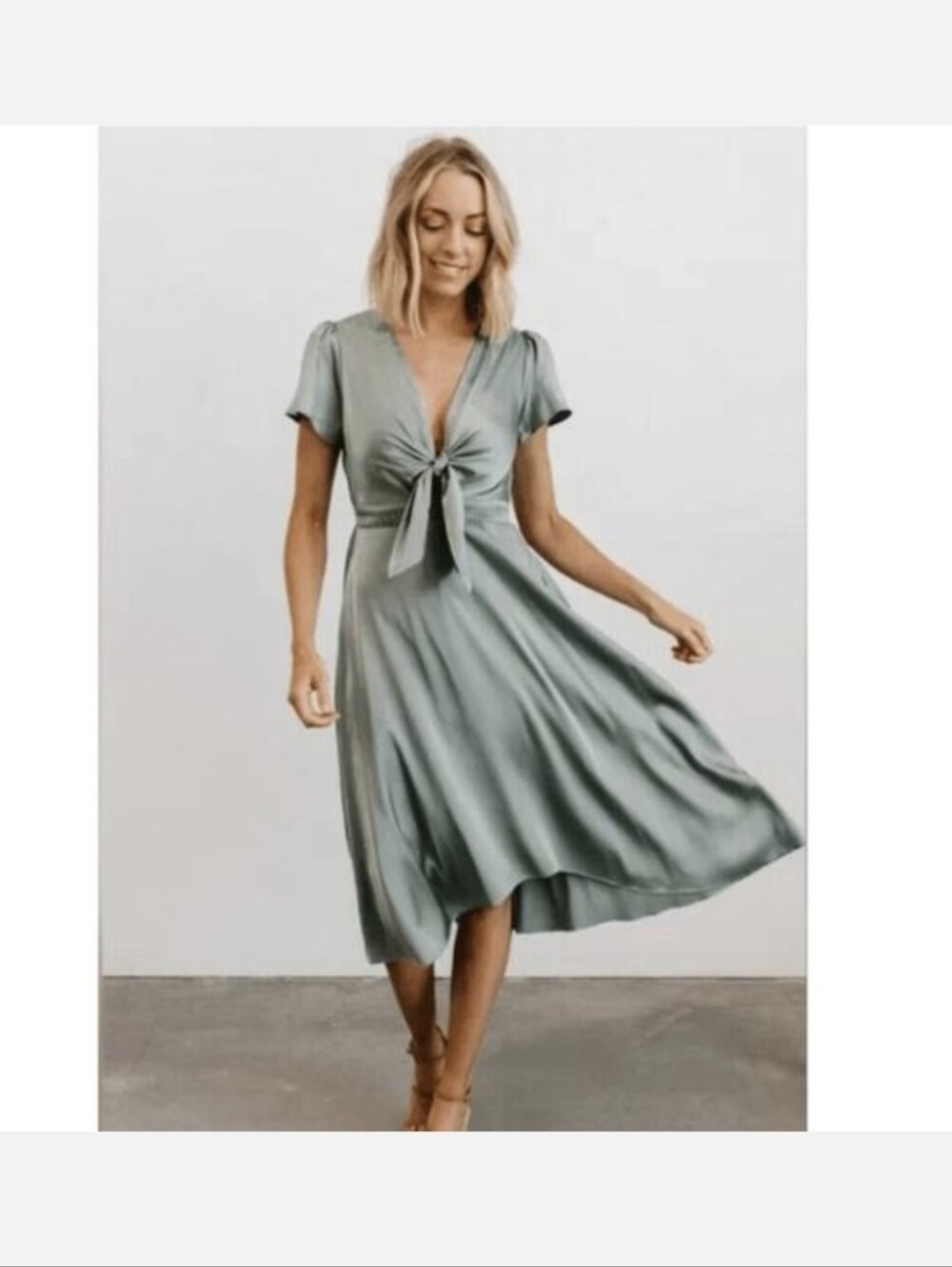 New Baltic Born Poppy Satin Midi Tie Front Dress Size XXL